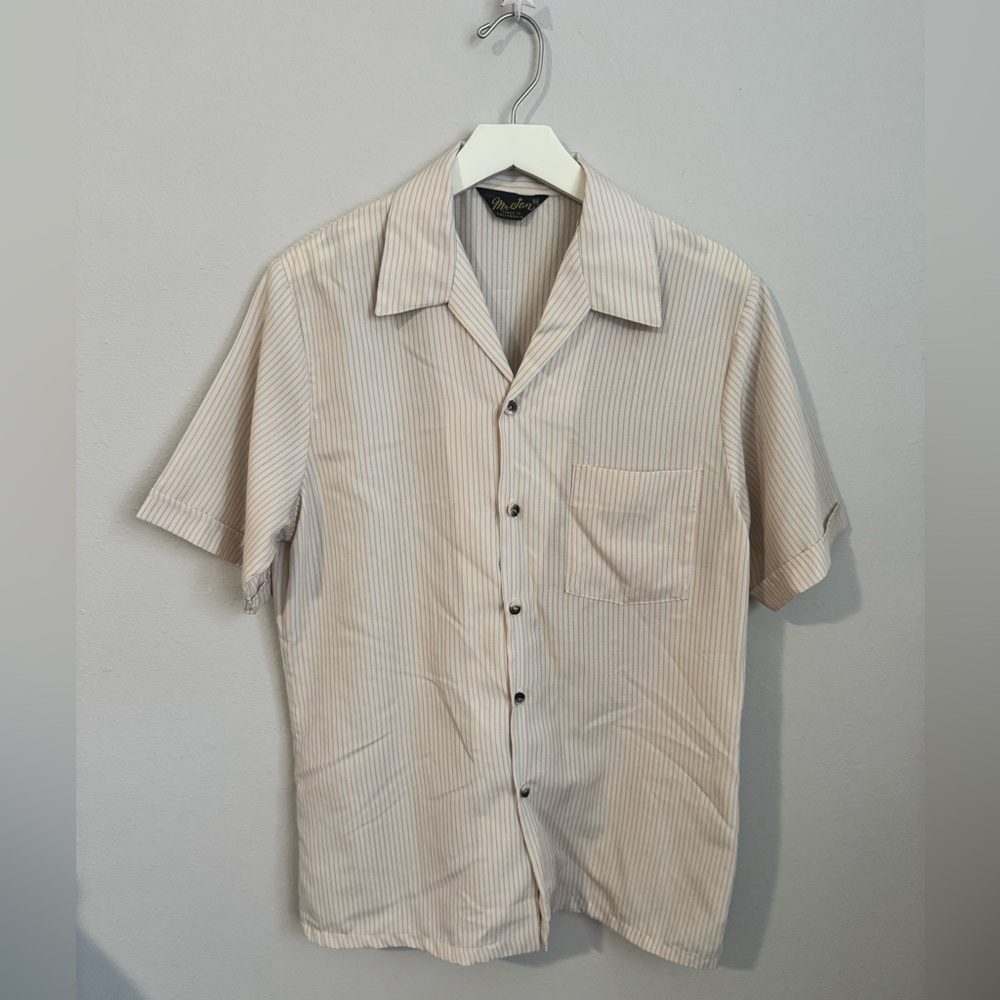 Vintage Mr. Jan Made in California Men's Striped Camp Collar Short Sleeve Shirt